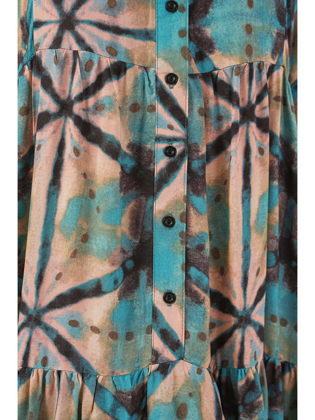 Yeşil Kadın Desenli Uzun Tesettür Elbise 2585 - D. Mint-4