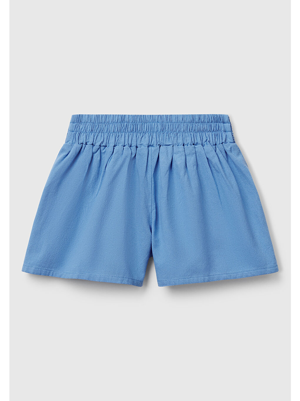 Kız Çocuk Mavi Beli Makrome Çiçek Aplikeli Lastikli Regular Fit Şort-1