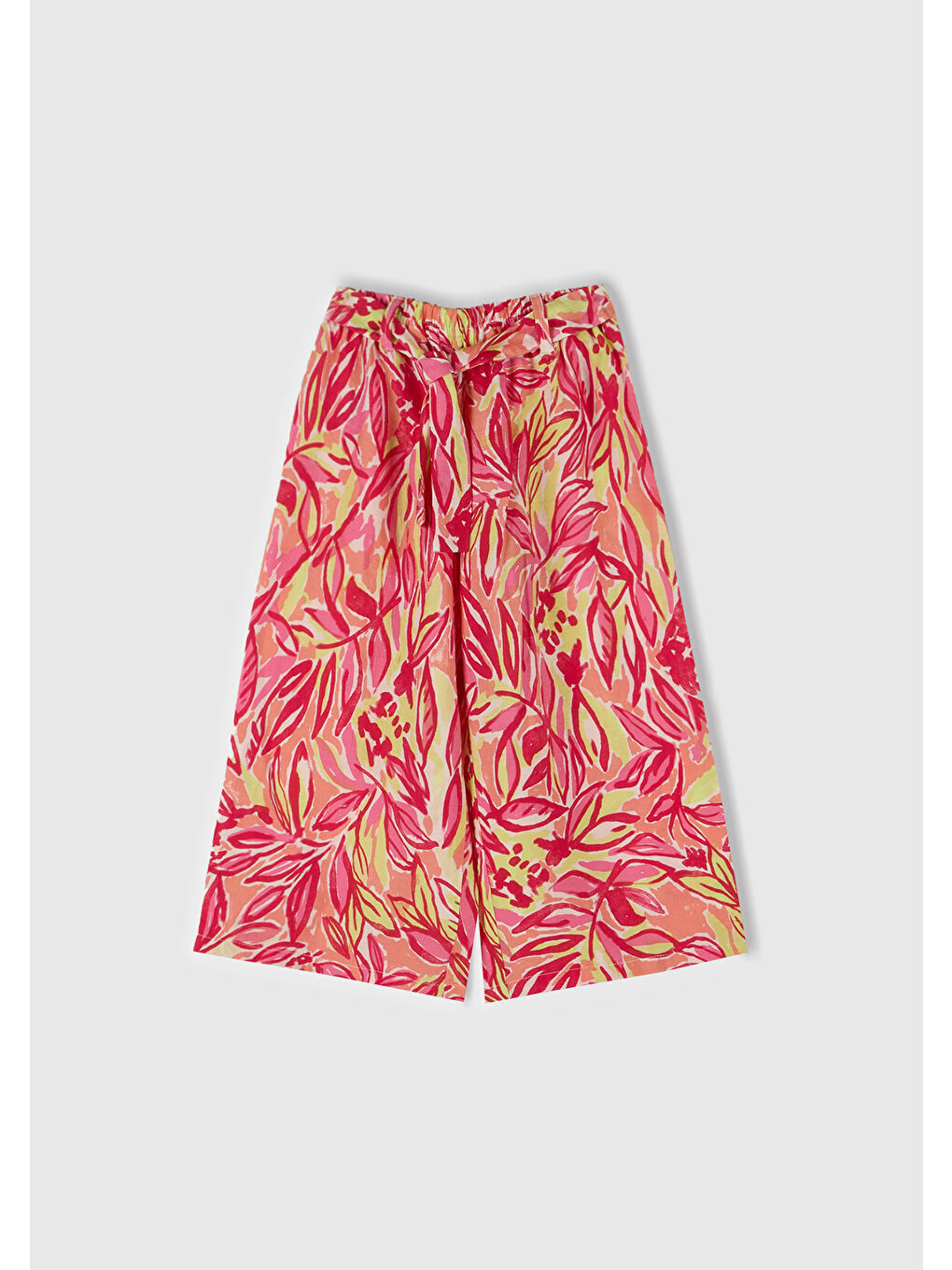 Kız Çocuk Turuncu Viskoz Karışımlı Beli Kuşaklı Palazzo Pantolon