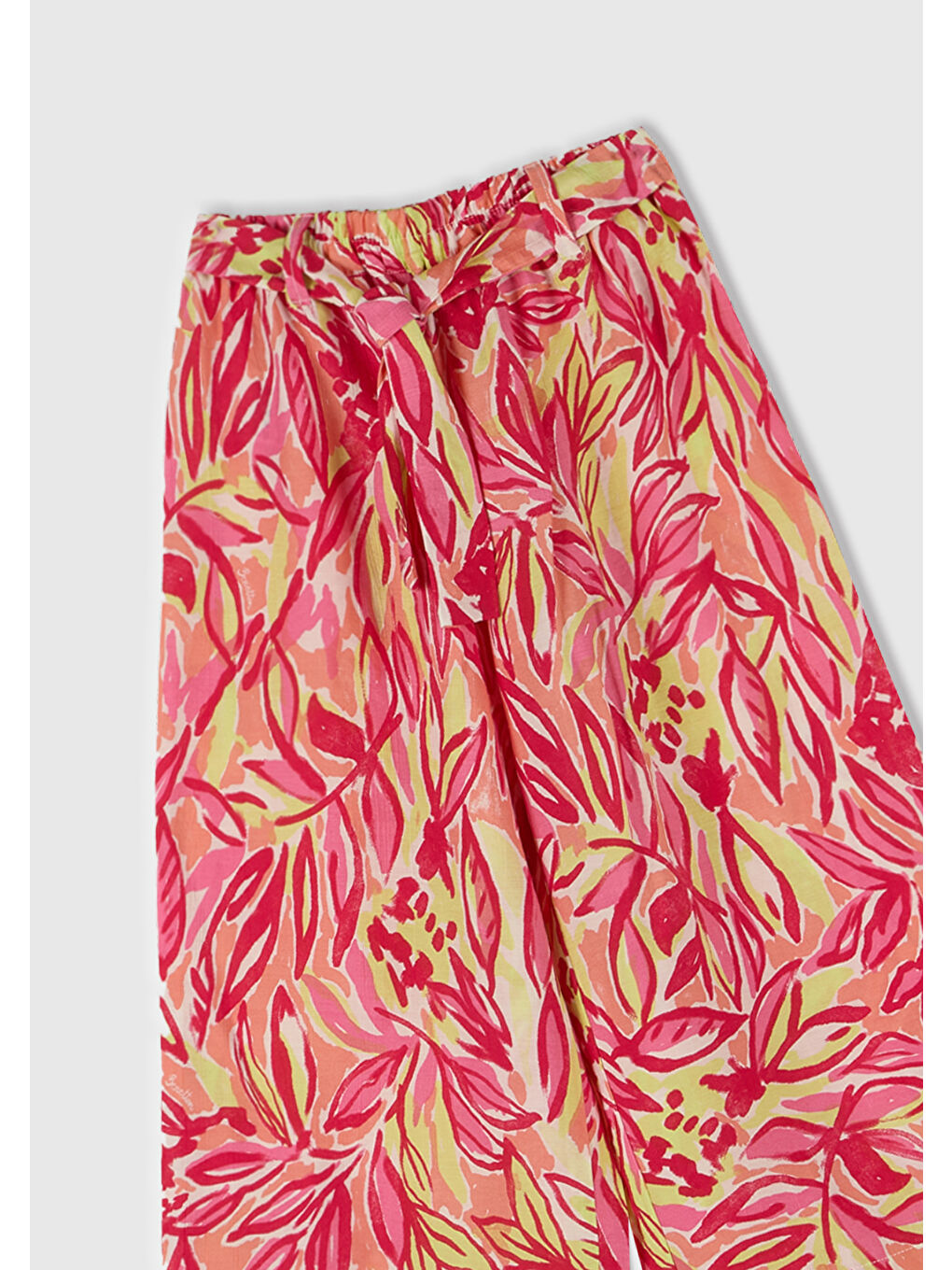 Kız Çocuk Turuncu Viskoz Karışımlı Beli Kuşaklı Palazzo Pantolon-1