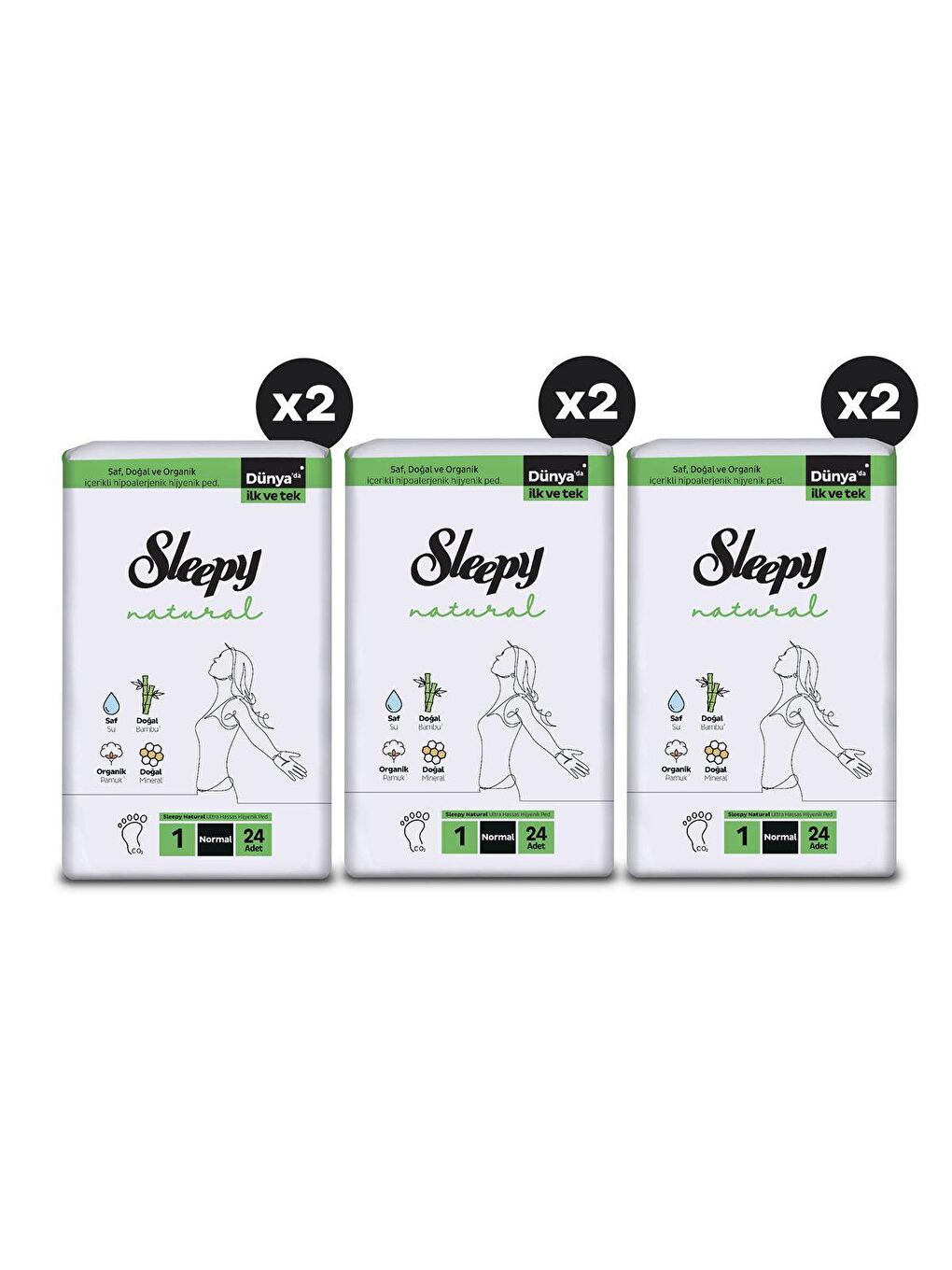 Sleepy Beyaz Natural Ultra Hassas Hijyenik Ped Mega Fırsat Paketi Normal 144 Adet - 2