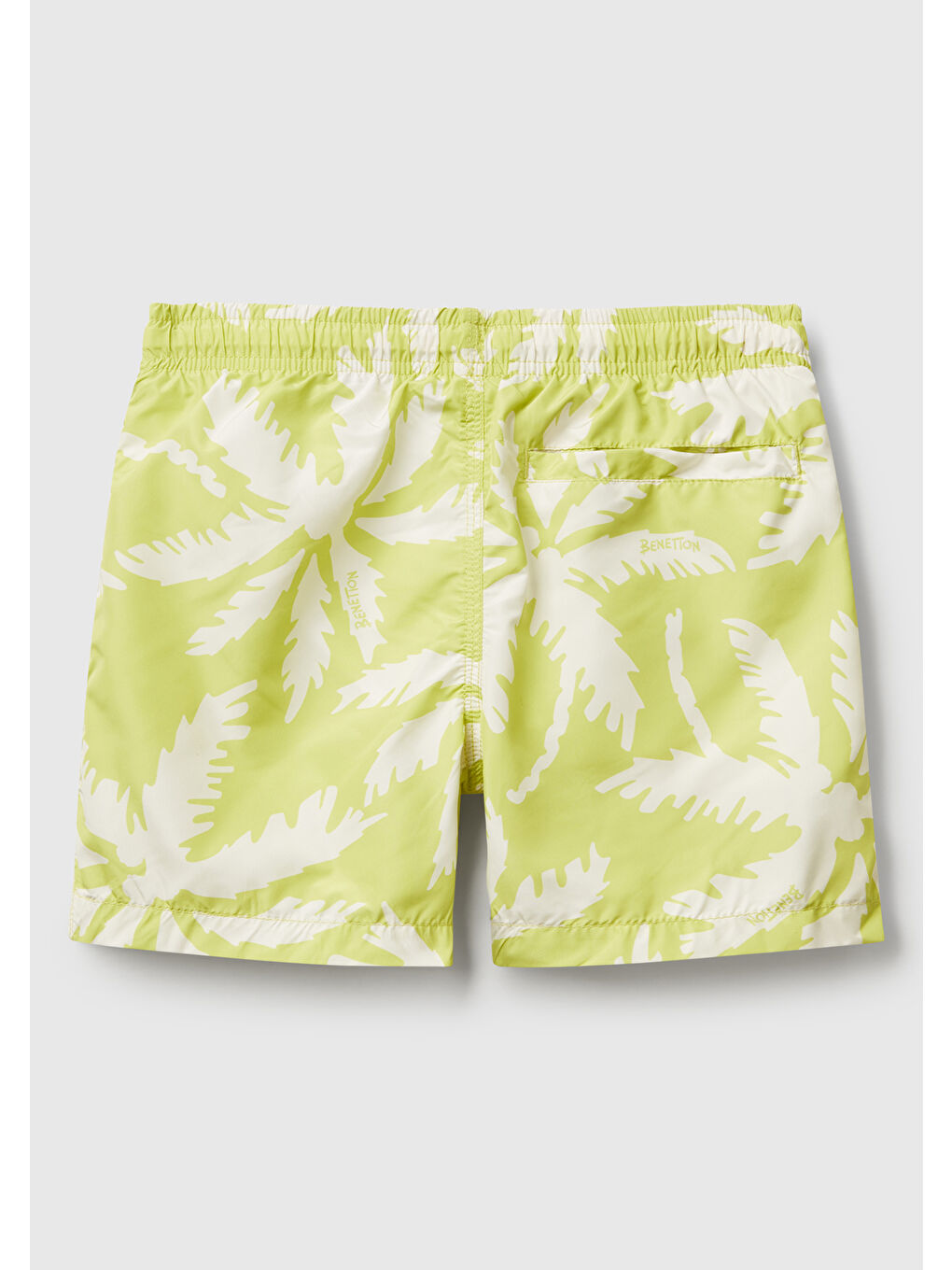 Erkek Çocuk Fıstık Yeşili Tamamı Desenli Arkası Cep Detaylı Büzgü İpli Deniz Şortu-1