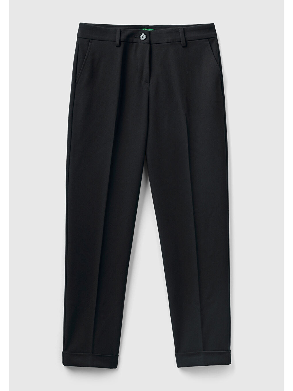 Kadın Siyah Poliviskoz Regular Fit Duble Paça Pantolon-1