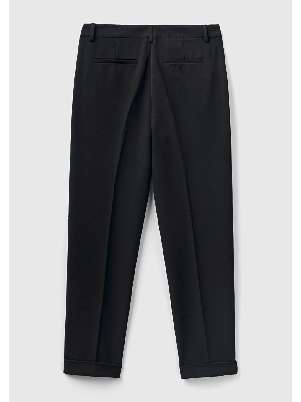 Kadın Siyah Poliviskoz Regular Fit Duble Paça Pantolon-3