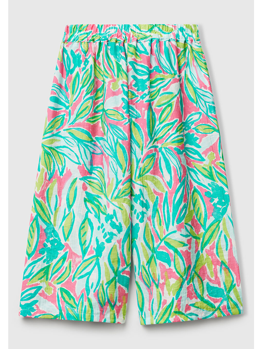 Kız Çocuk Yeşil Viskoz Karışımlı Beli Kuşaklı Palazzo Pantolon-1