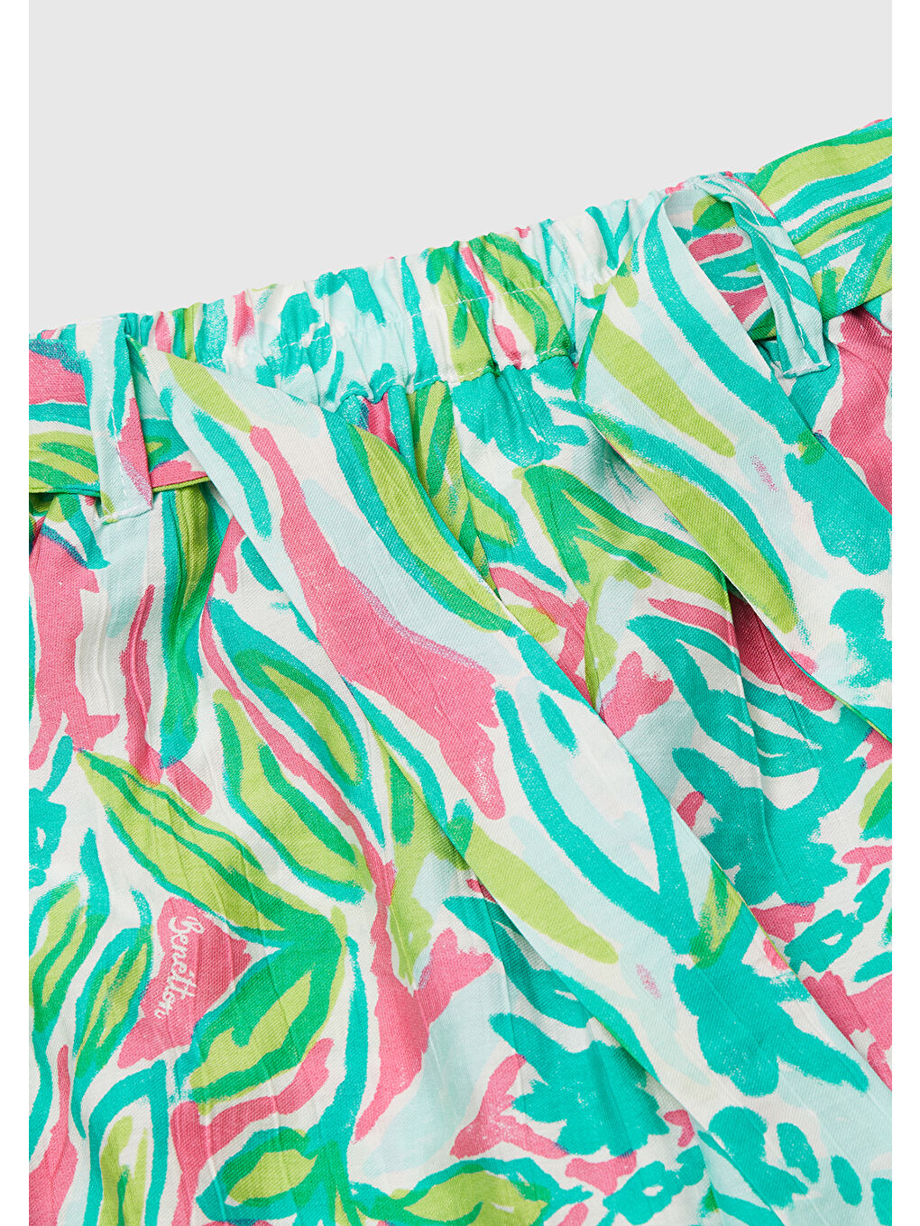 Kız Çocuk Yeşil Viskoz Karışımlı Beli Kuşaklı Palazzo Pantolon-2