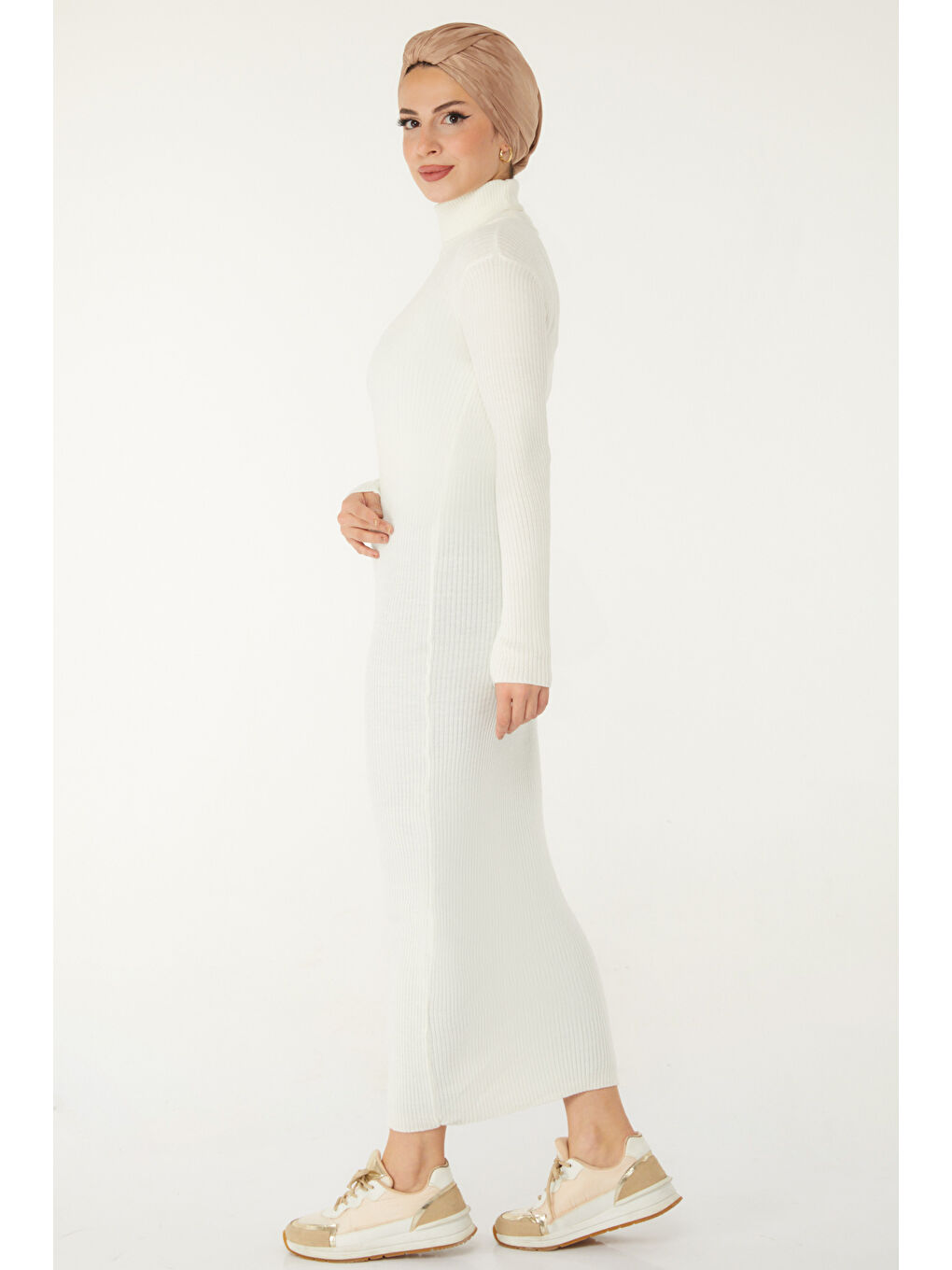 Triko Elbise Ekru - 26526-4