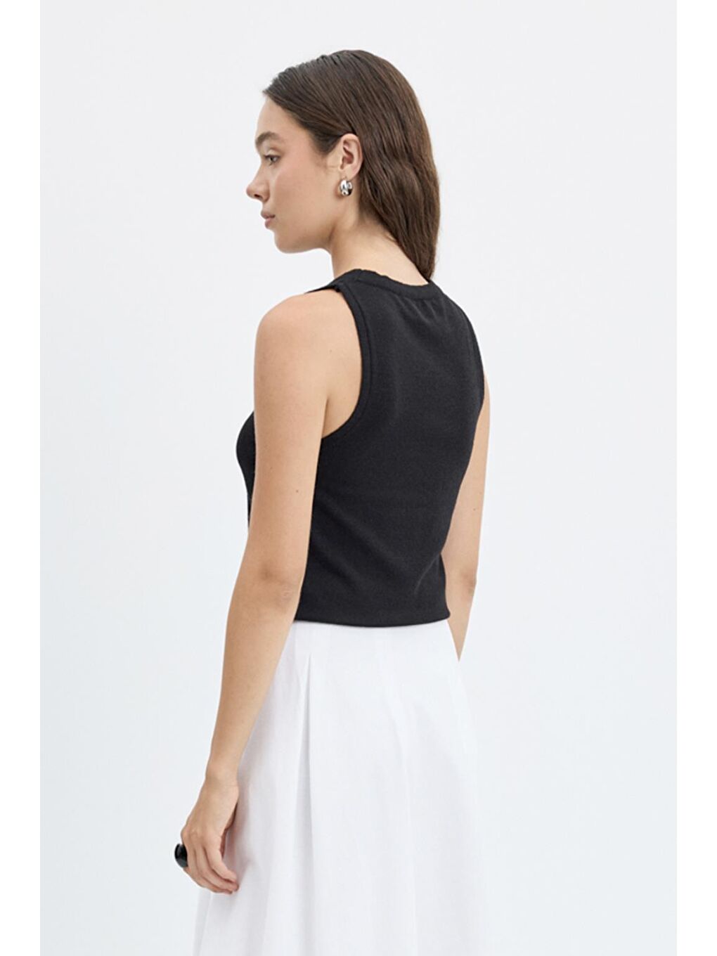 Yuvarlak Yaka Kolsuz Triko Body Siyah-2