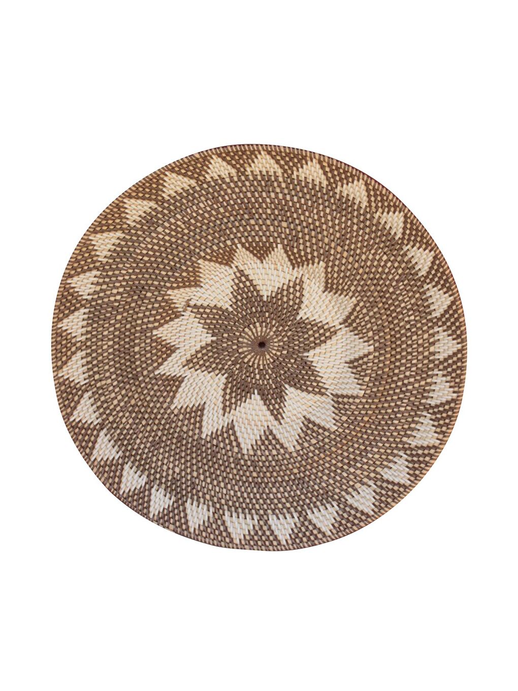 Bej El Dokuması Rattan Boho Yuvarlak Duvar Dekoru Kandara - 50 Cm