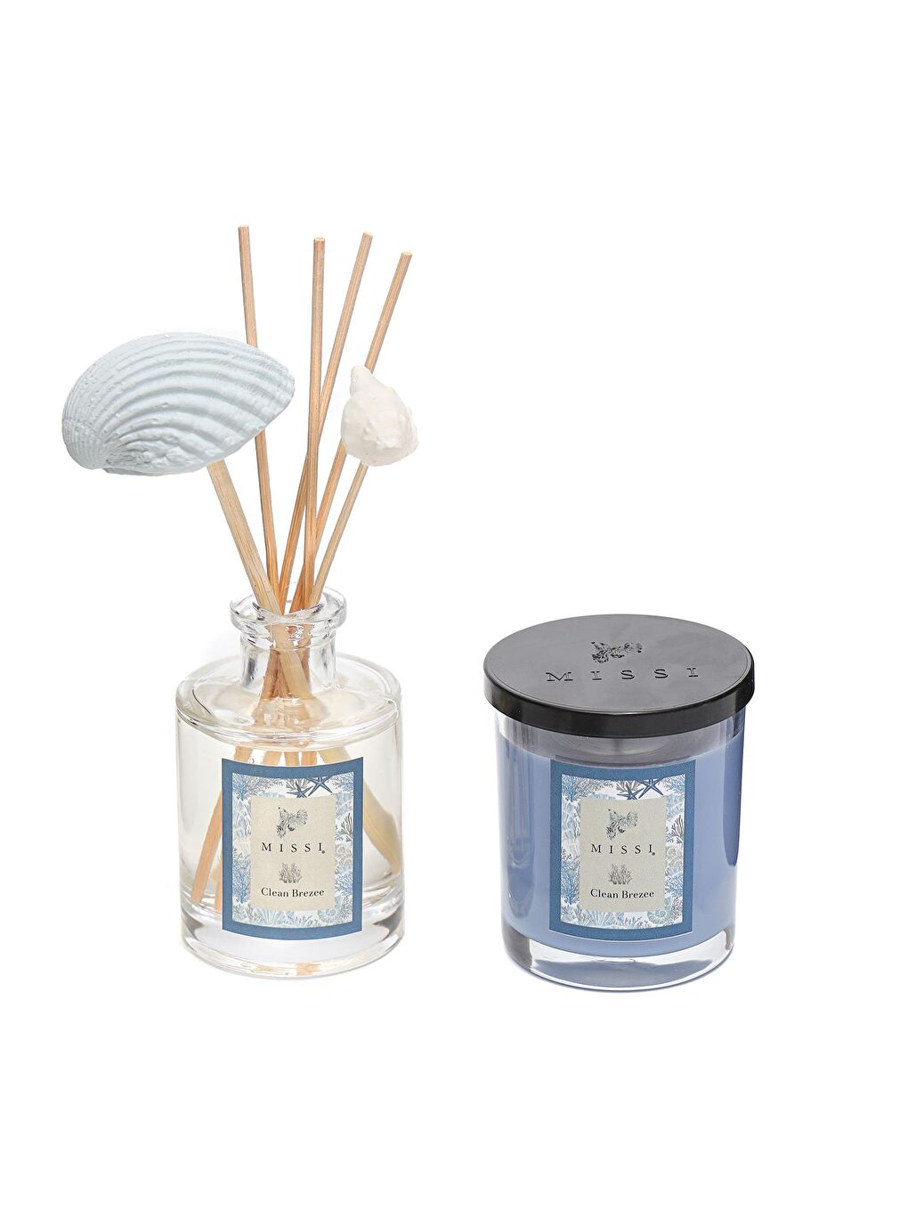 Mavi Clean Breeze Oda Kokusu ve Vegan Mum Hediye Seti-1