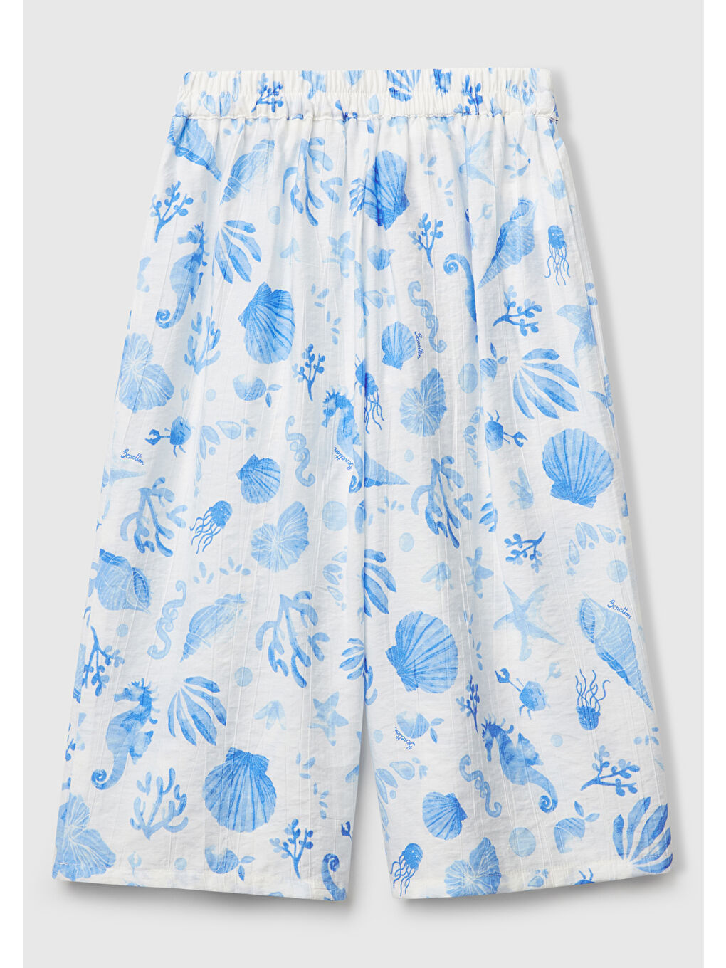 Kız Çocuk Mavi Viskoz Karışımlı Beli Kuşaklı Palazzo Pantolon-1