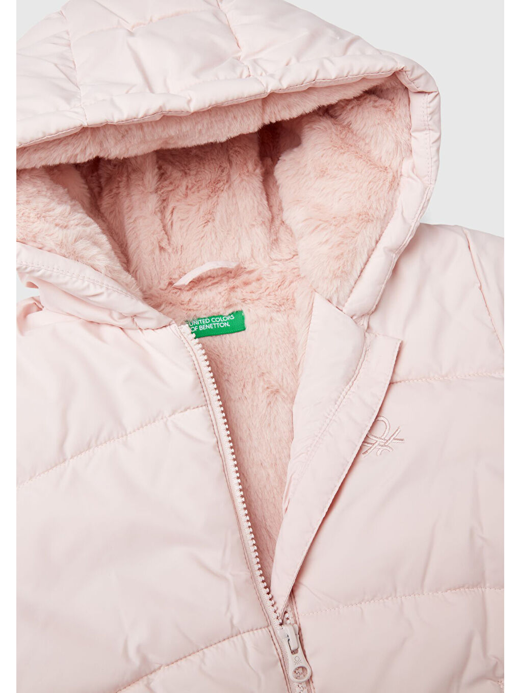 United Colors Of Benetton Kız Çocuk Toz Pembe İçi Kürklü Mont - 2