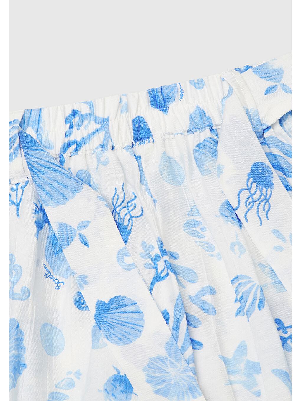 Kız Çocuk Mavi Viskoz Karışımlı Beli Kuşaklı Palazzo Pantolon-2