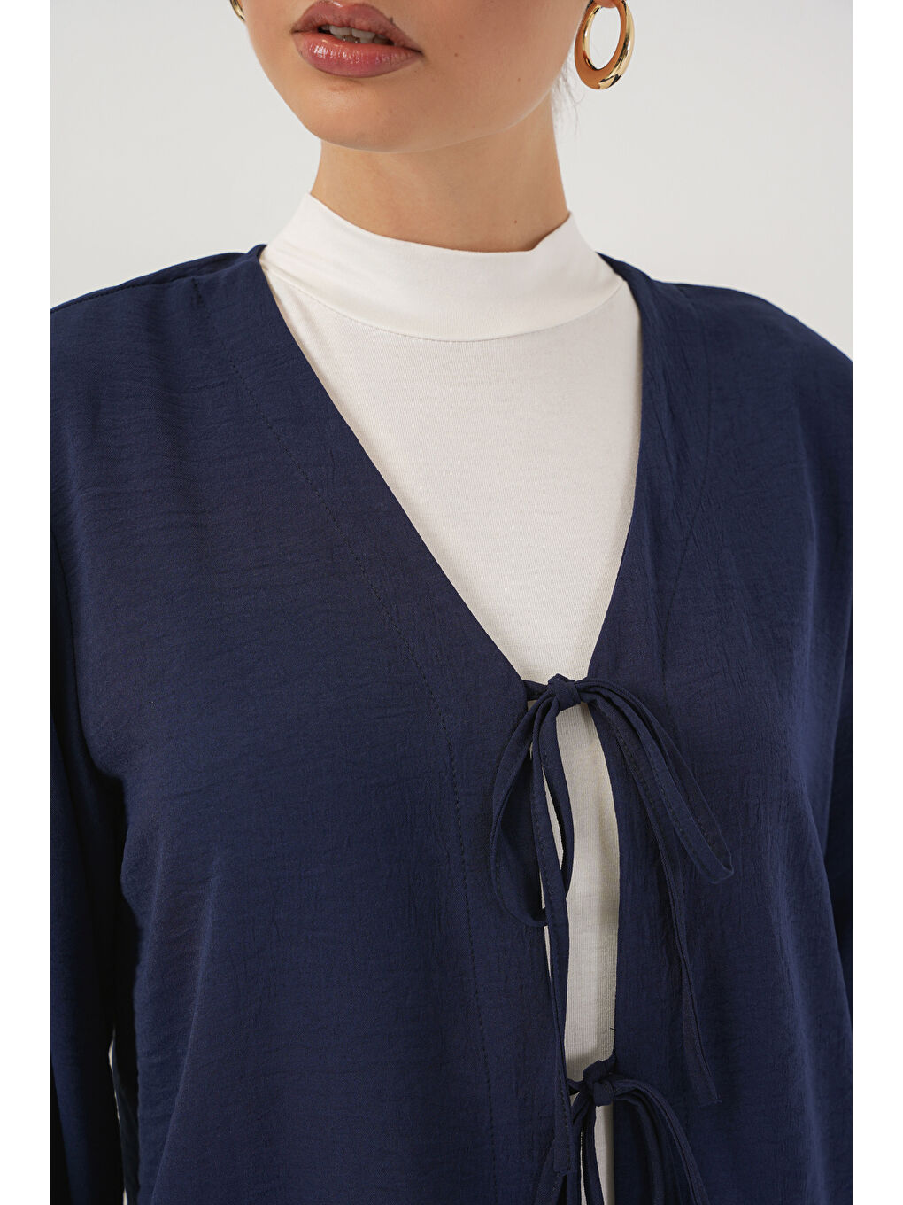 Kadın Ayrobin Kimono Etek İkili Takım 8047 - Lacivert-3