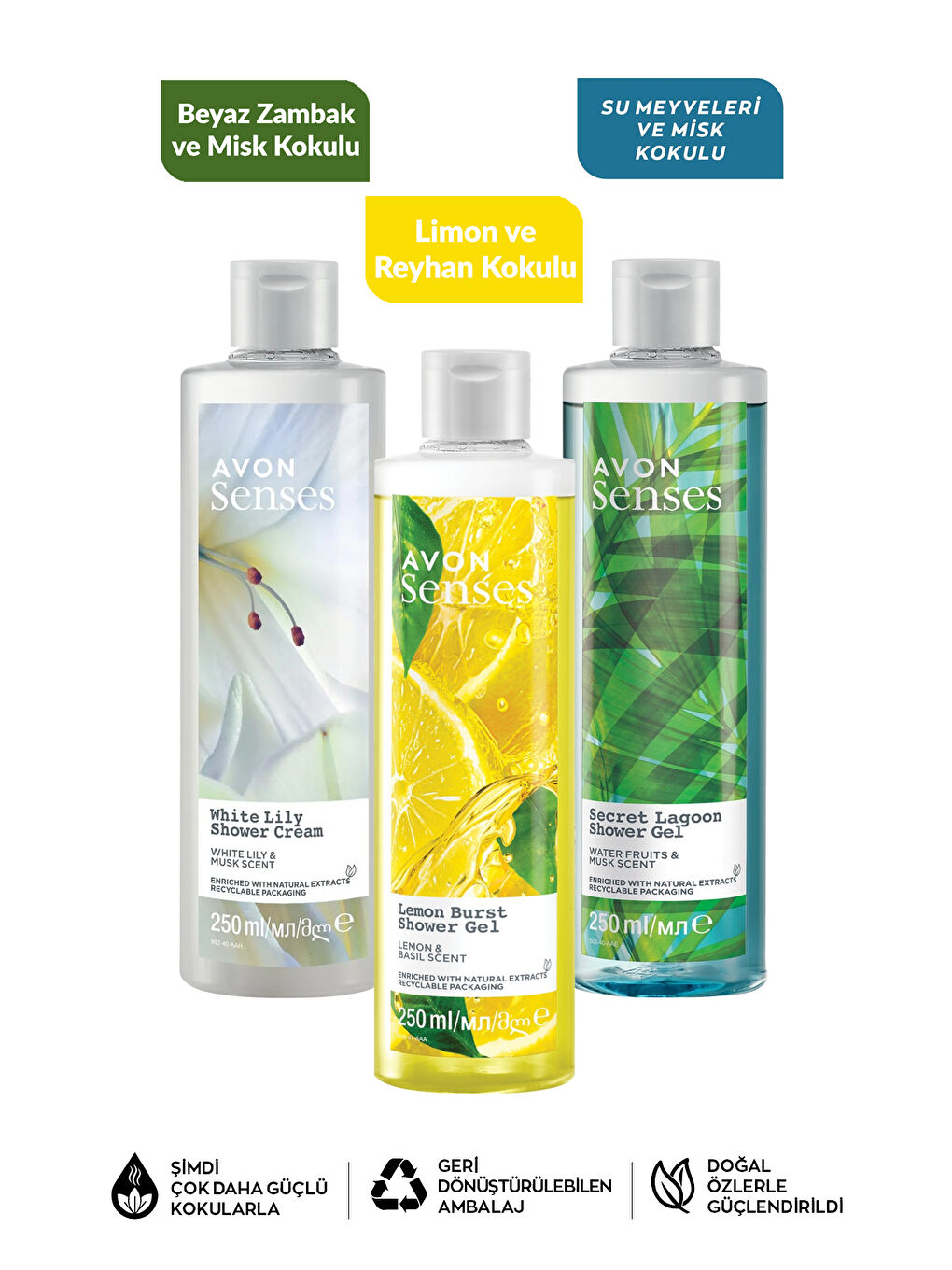 Beyaz Zambak Limon Reyhan ve Misk Kokulu Duş Jeli Paketi-1