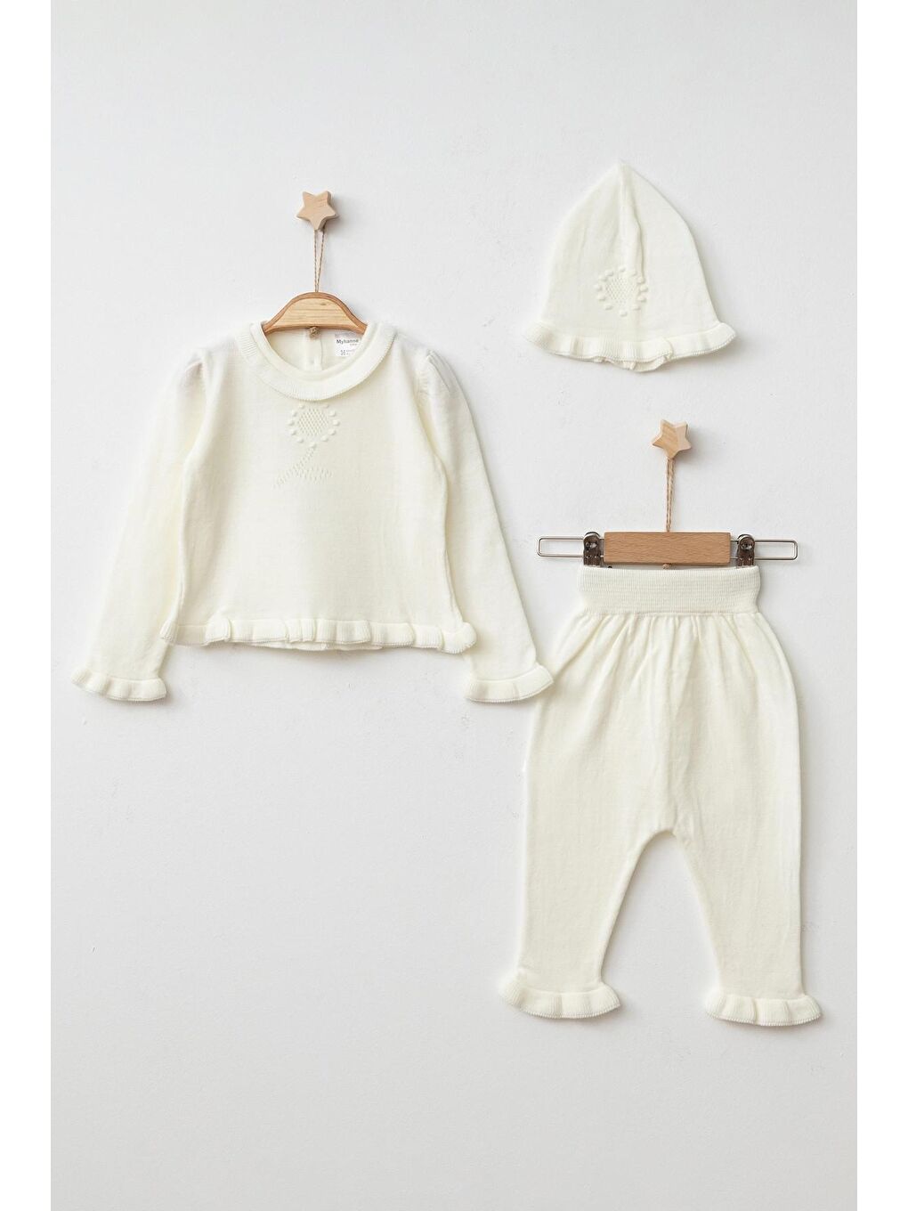 Ekru Triko Noktalı Kız Takım 4029