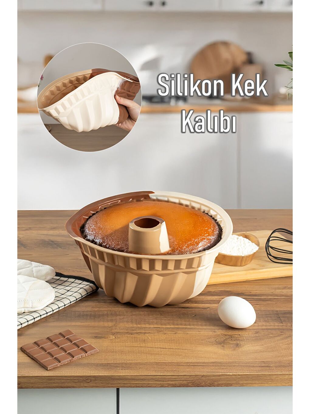 Porsima Beyaz 193 Silikon Kek Kalıbı, Tart Kalıbı 23 cm Gıda ile Temasa Uygun