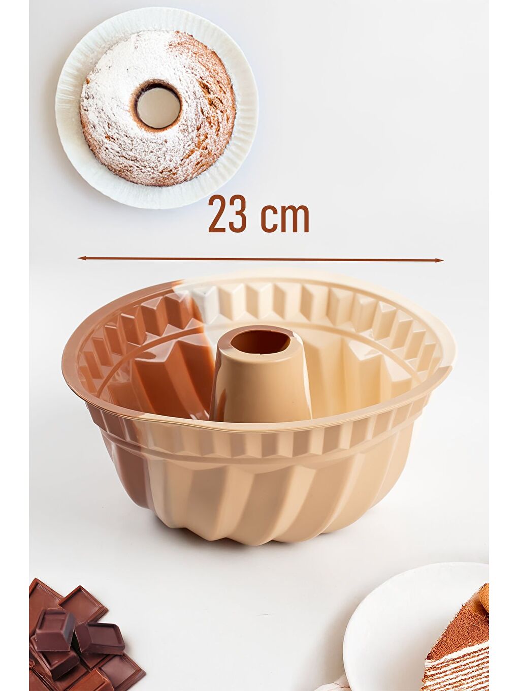 Porsima Beyaz 193 Silikon Kek Kalıbı, Tart Kalıbı 23 cm Gıda ile Temasa Uygun - 1