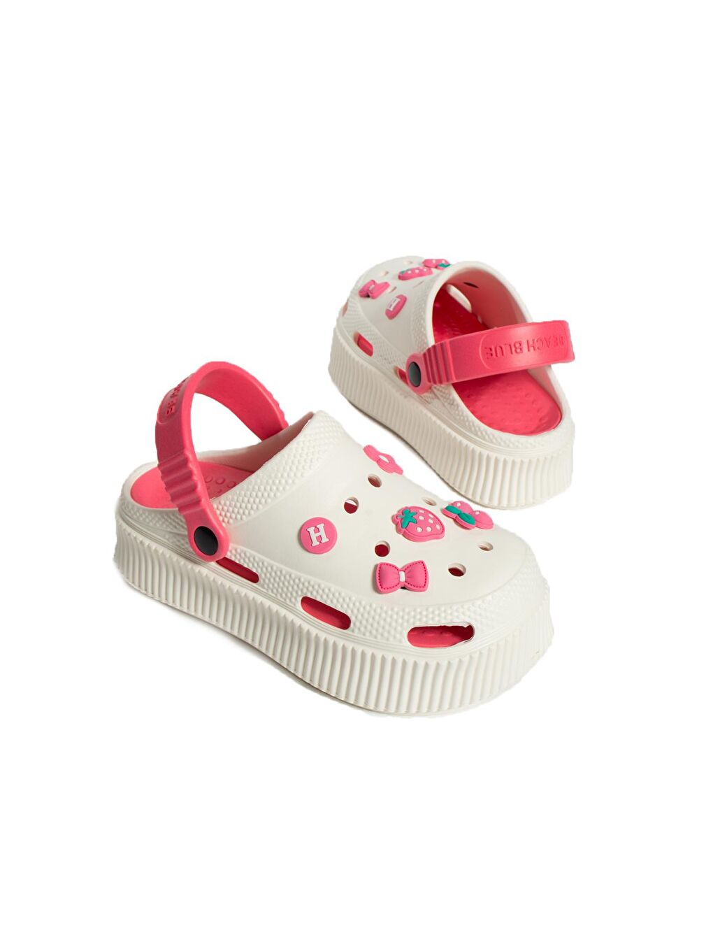 Pembe Potin Yüksek Taban Jibbitzli Eva Comfort Kadın Sandalet DNZ224-24BejFuşya - 2