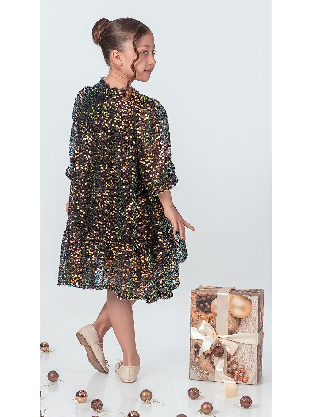Siyah Likio Vintage Payet Kız Çocuk Abiye M00739-6