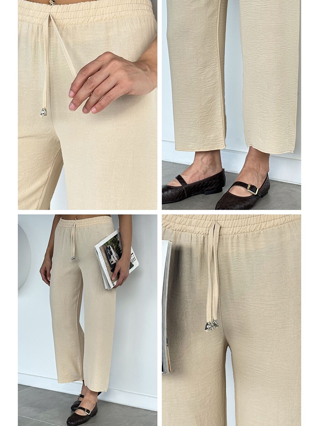 Bej Bol Paça Pantolon-1