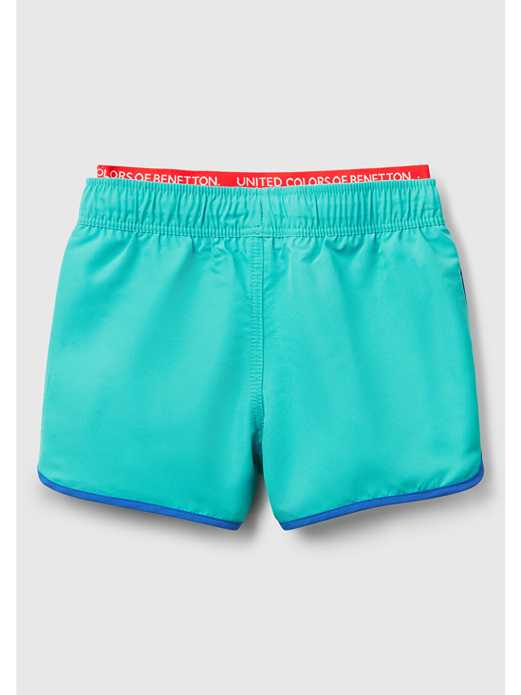 Erkek Çocuk Turkuaz Logo Baskılı Beli Lastik Detaylı Büzgü İpli Deniz Şortu-1