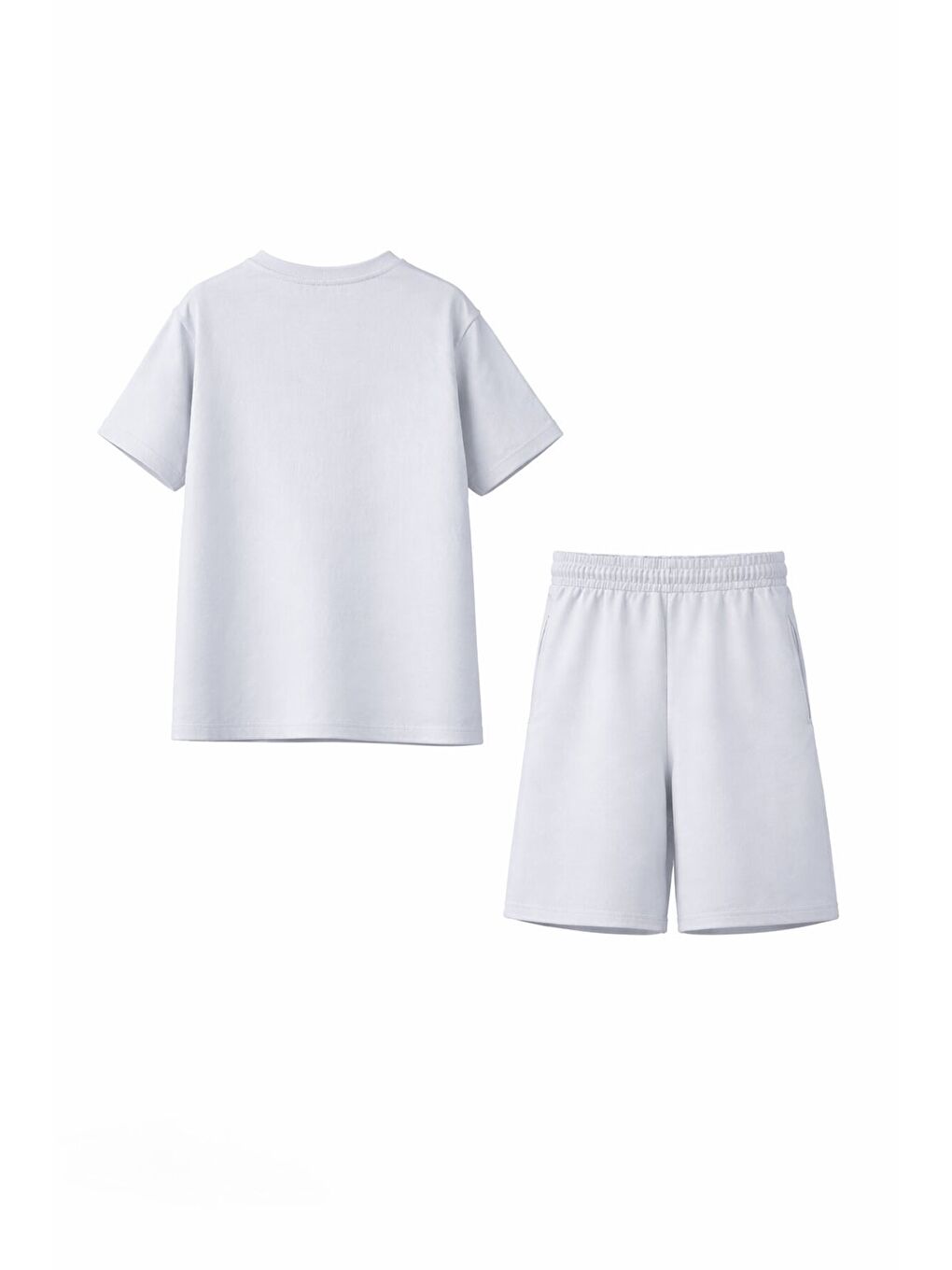 Gri Şerit Desenli Logolu Tişörtlü Erkek Çocuk Şortlu Takım 23781-3