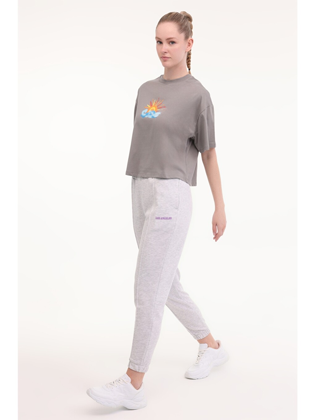 Wl Anwar 11bt264 5fx Gri Kadın Kısa Kol T-shirt-1