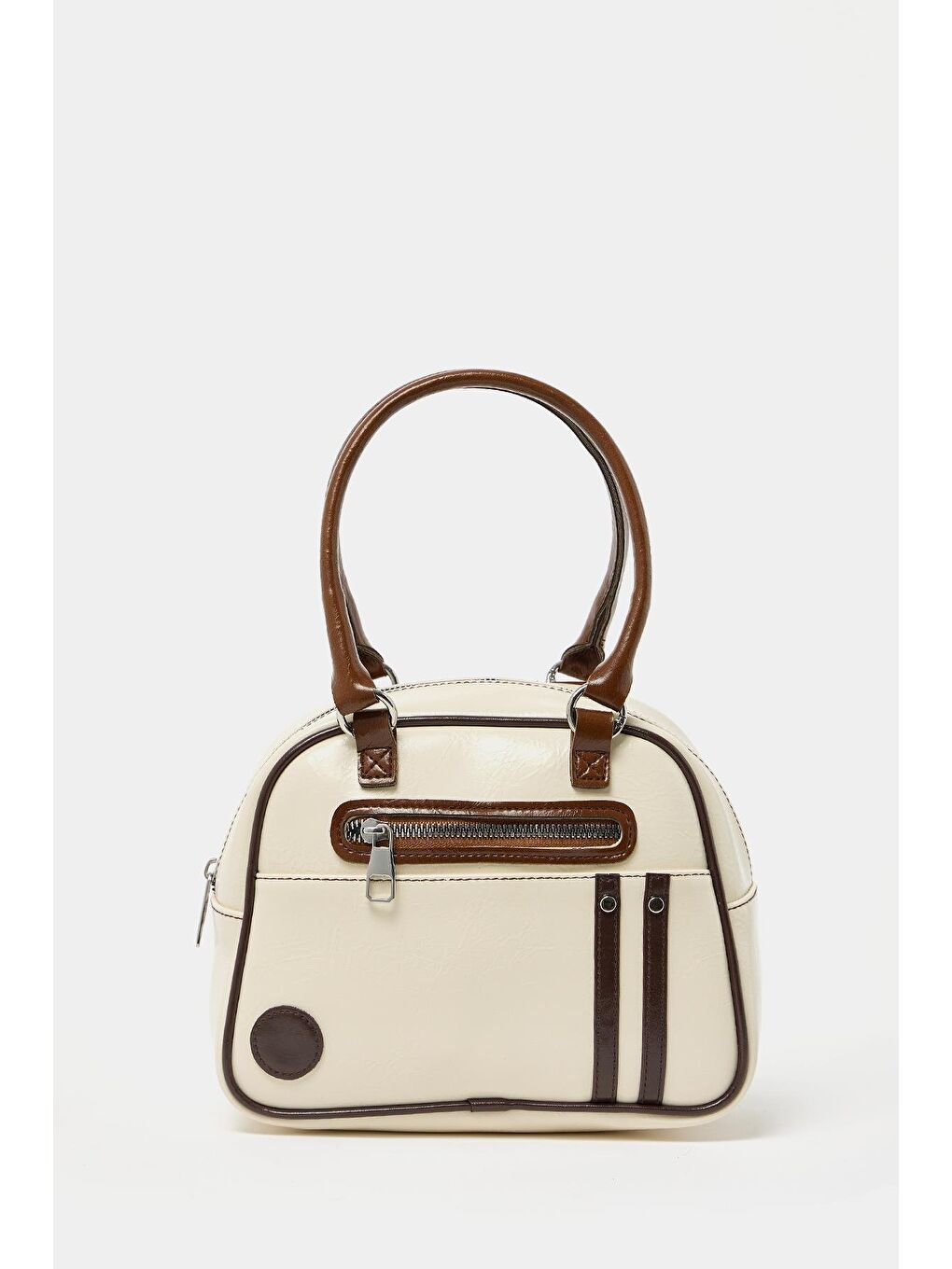 Retro Bowling El Ve Omuz Çanta Bej-1