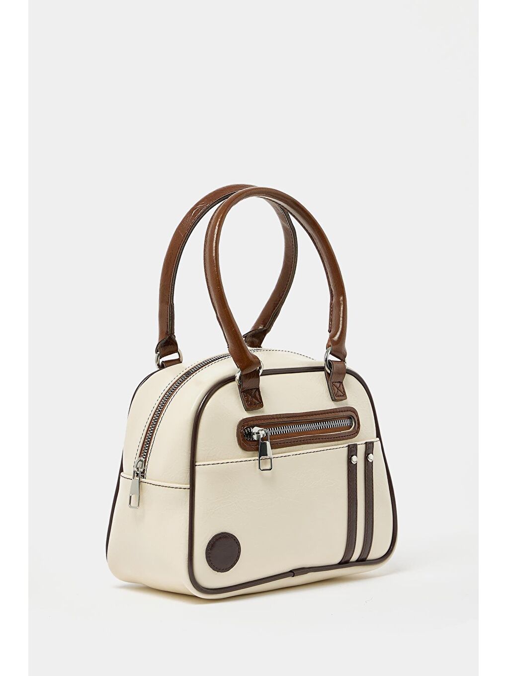 Retro Bowling El Ve Omuz Çanta Bej-3