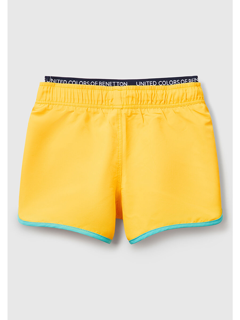 Erkek Çocuk Sarı Logo Baskılı Beli Lastik Detaylı Büzgü İpli Deniz Şortu-1