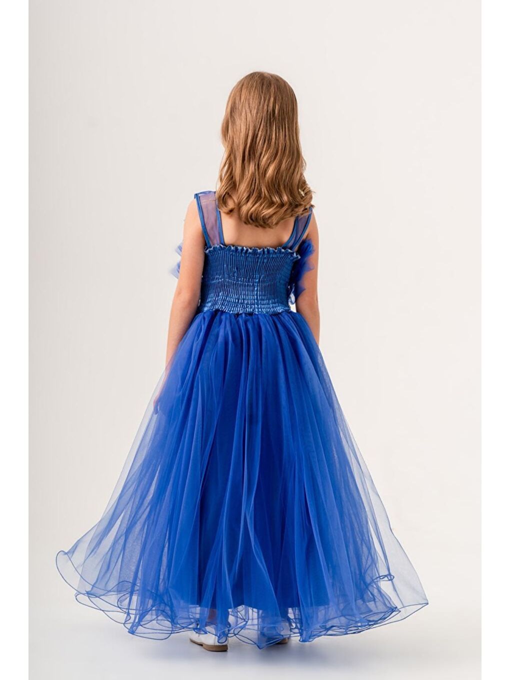 Mavi Kız Çocuk Robası Katlı Özel Abiye Elbise MNK0475-9