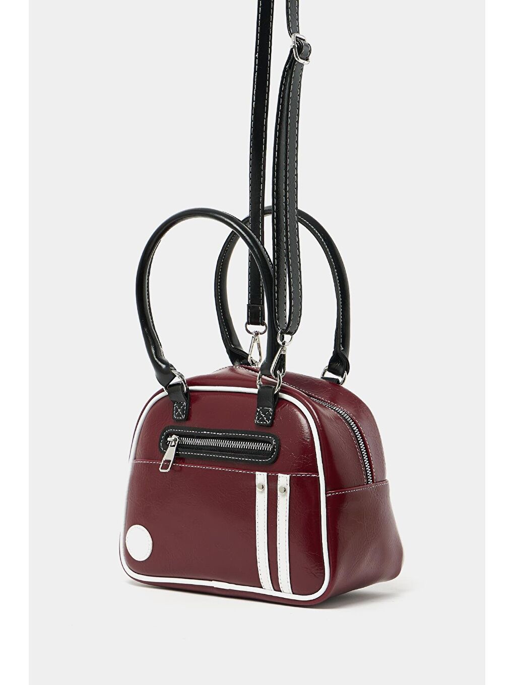 Retro Bowling El Ve Omuz Çanta Bordo-2