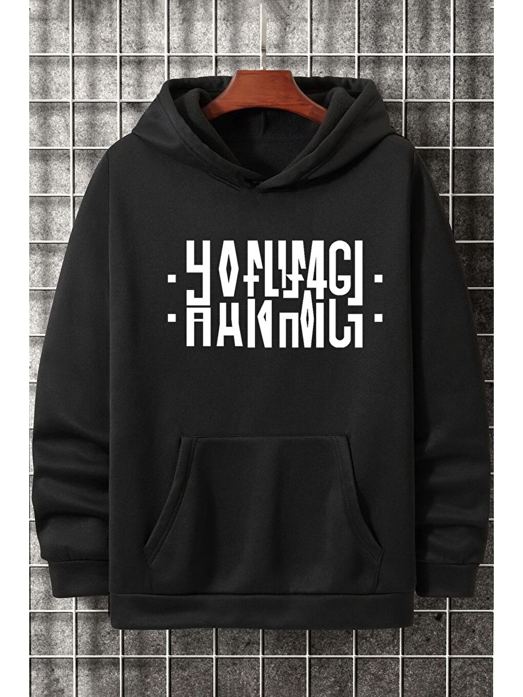 uyguntarz Siyah Hanımcı Yazılı Katlamalı Sweatshirt