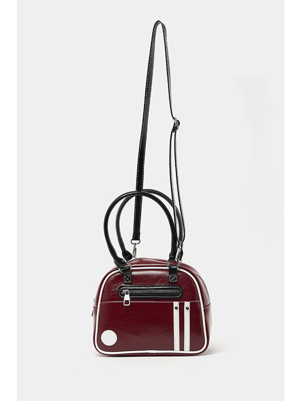 Retro Bowling El Ve Omuz Çanta Bordo-3