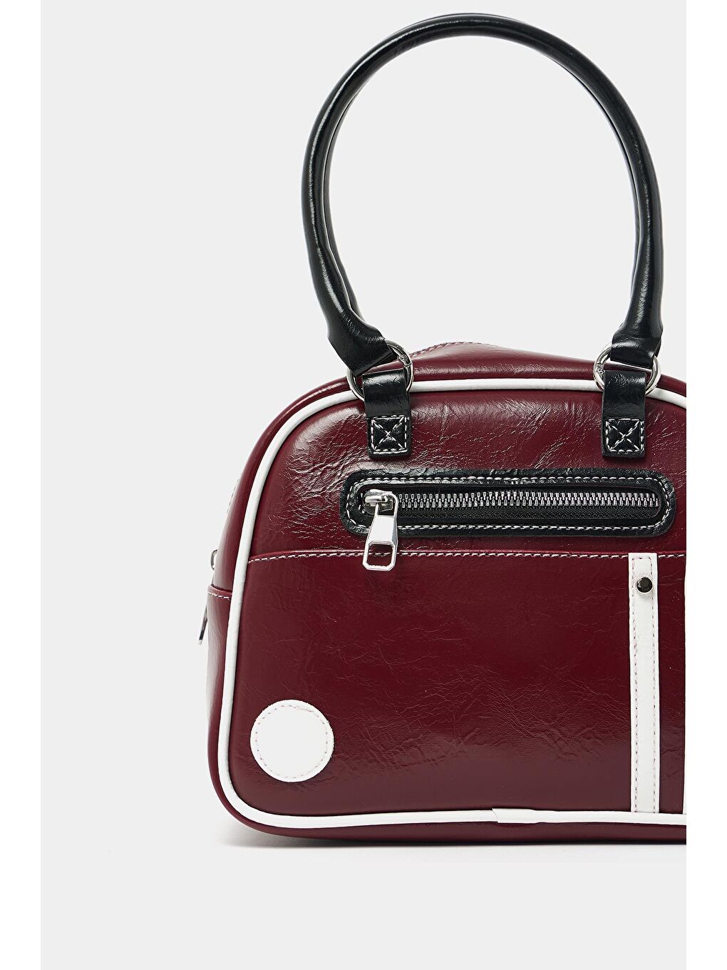 Retro Bowling El Ve Omuz Çanta Bordo-5