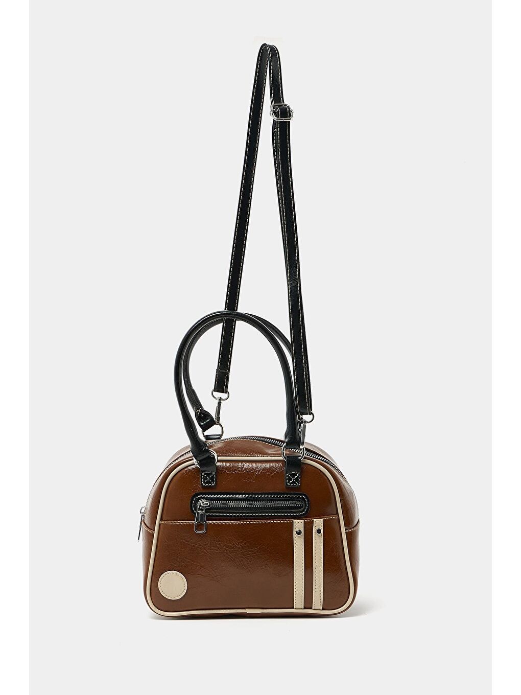 Kahverengi Retro Bowling El Ve Omuz Çanta Taba-2