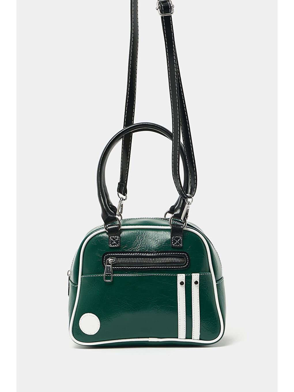 Retro Bowling El Ve Omuz Çanta Yeşil-2