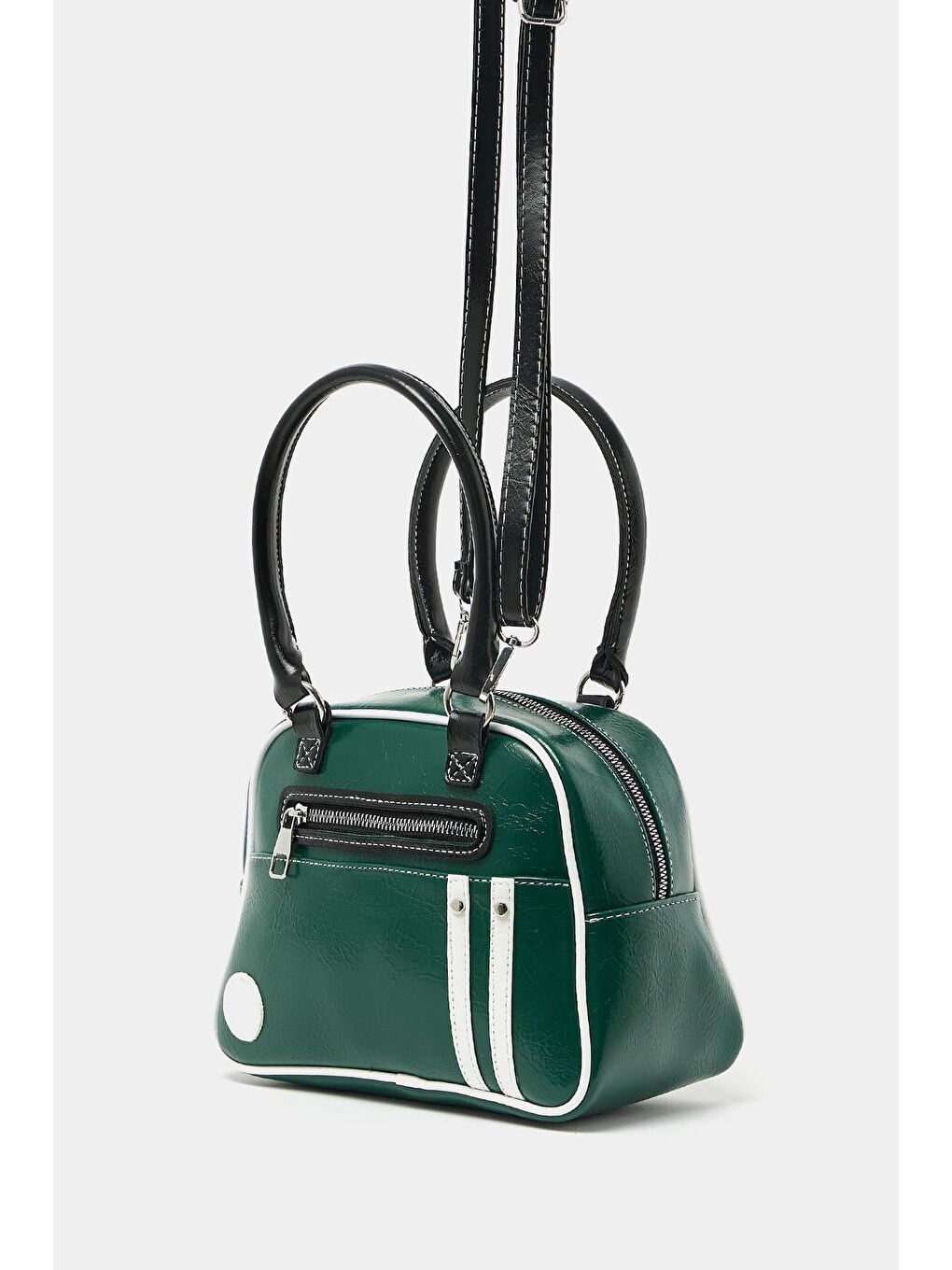 Retro Bowling El Ve Omuz Çanta Yeşil-4