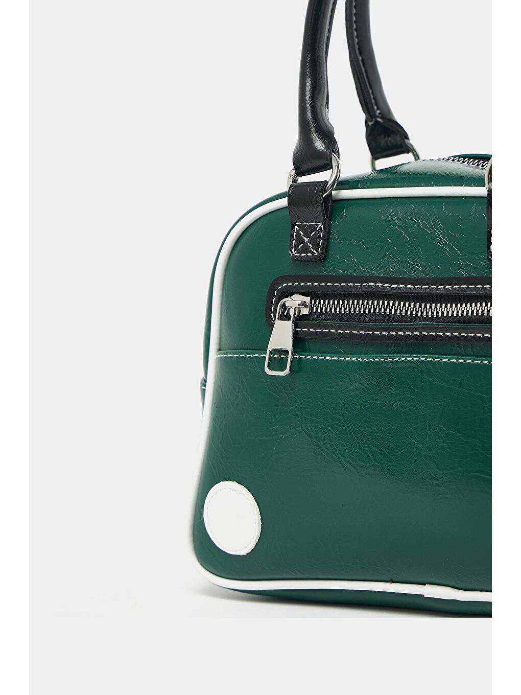 Retro Bowling El Ve Omuz Çanta Yeşil-5