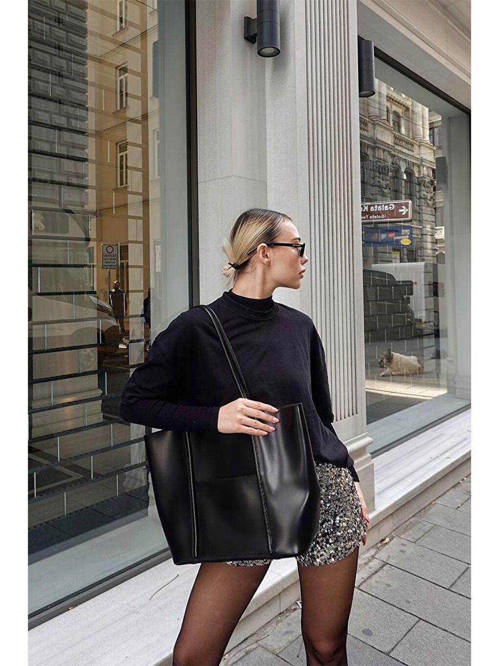 Pax Big Size Omuz Çantası Siyah-6