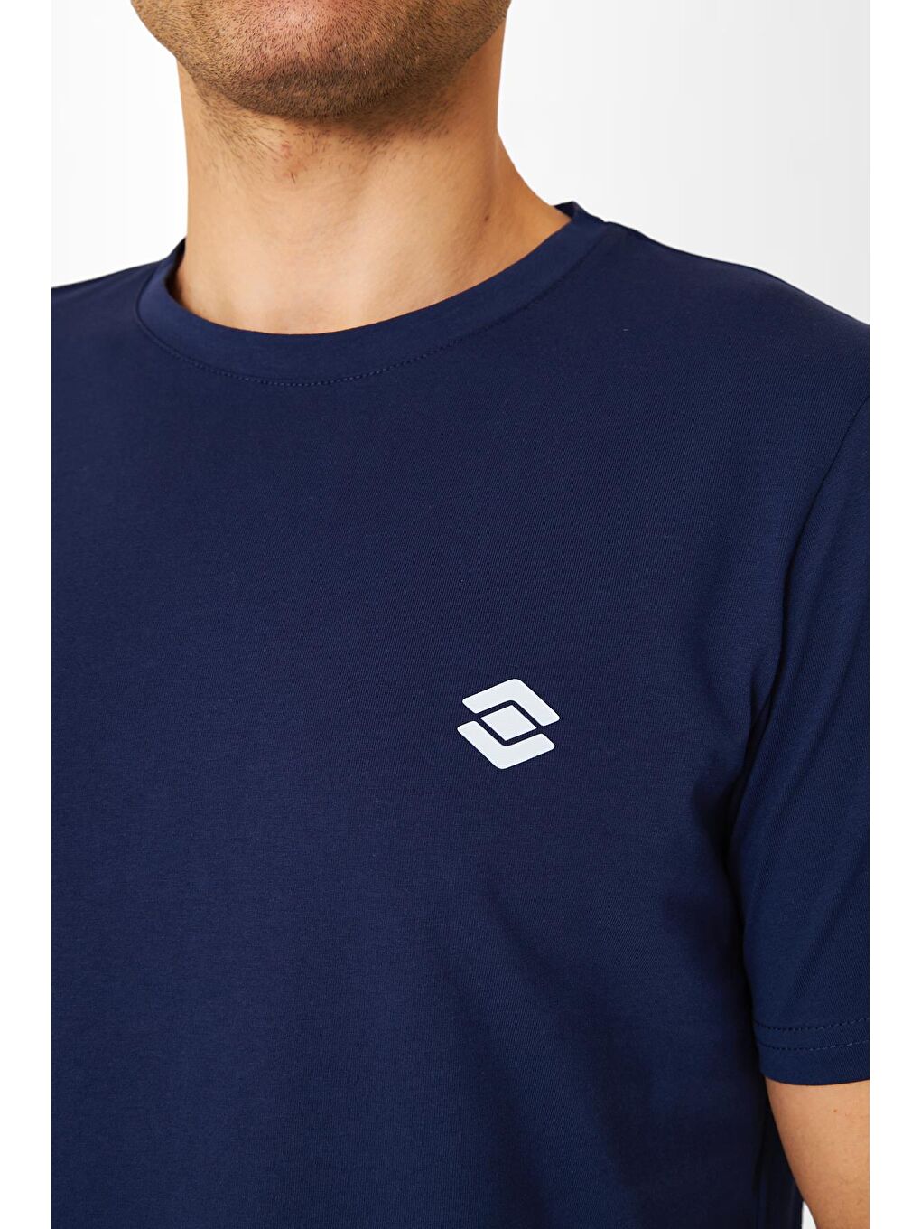 Kısa Kollu Bisiklet Yaka Lacivert Erkek Tişört M1401TL-6