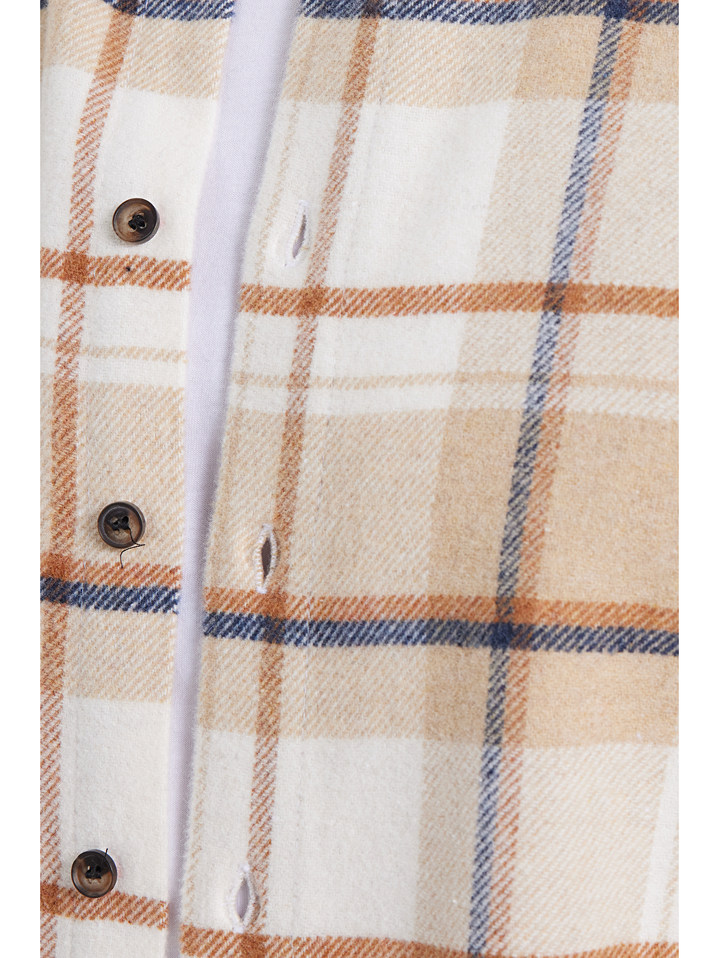 Bej Erkek Relax Fit Rahat Kesim Kışlık Kareli Oduncu Gömlek-4