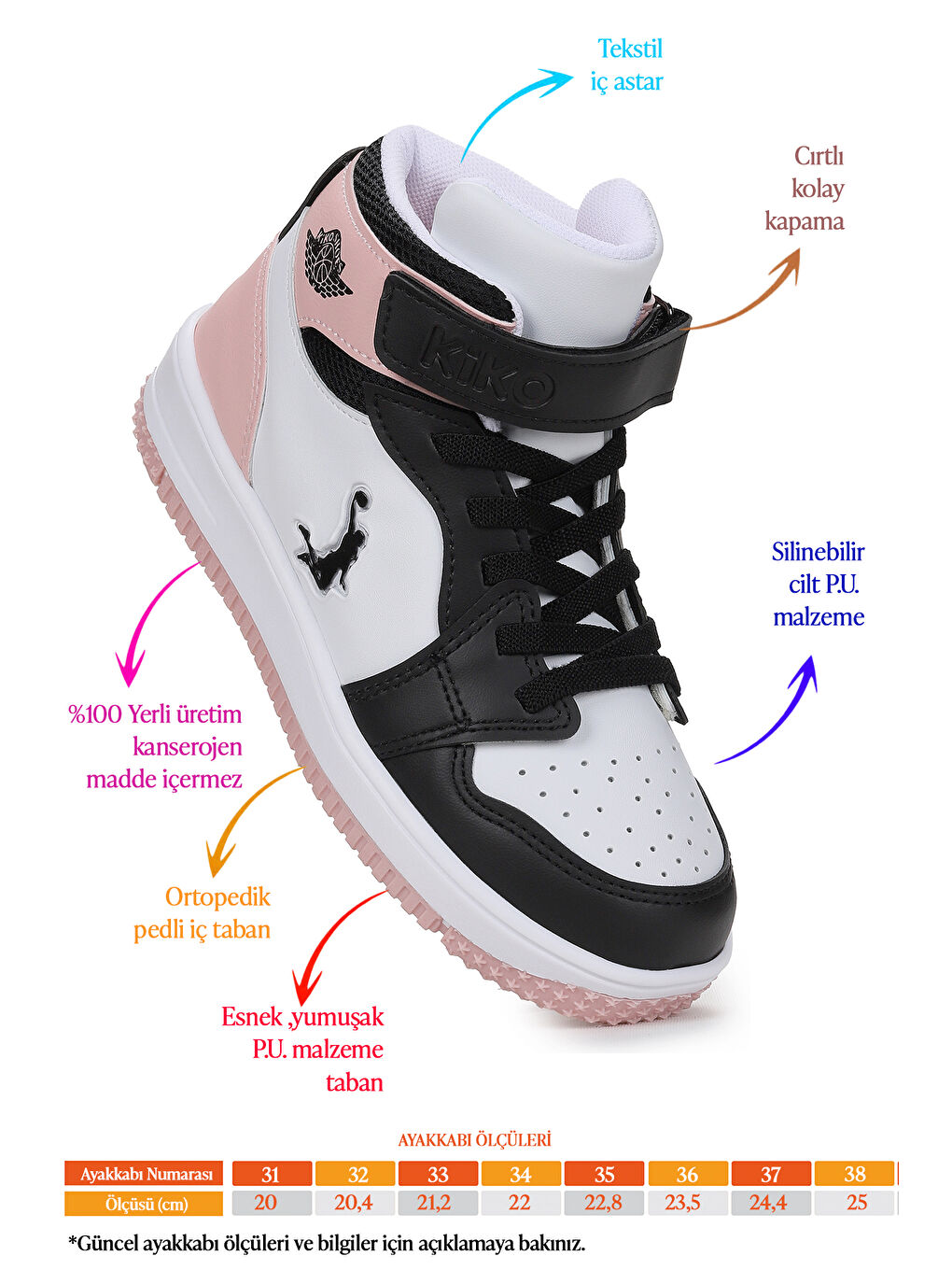 Siyah Hayka Cırtlı Basketbol Kız Çocuk Spor Ayakkabı-1