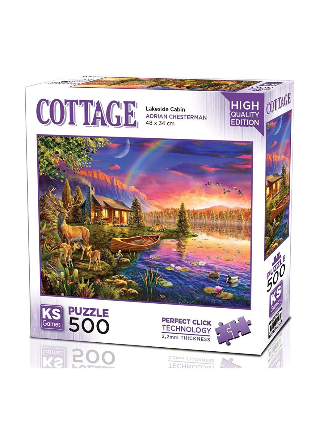 KS GAMES Renksiz Puzzle 500 Parça Lakeside Cabin 20063