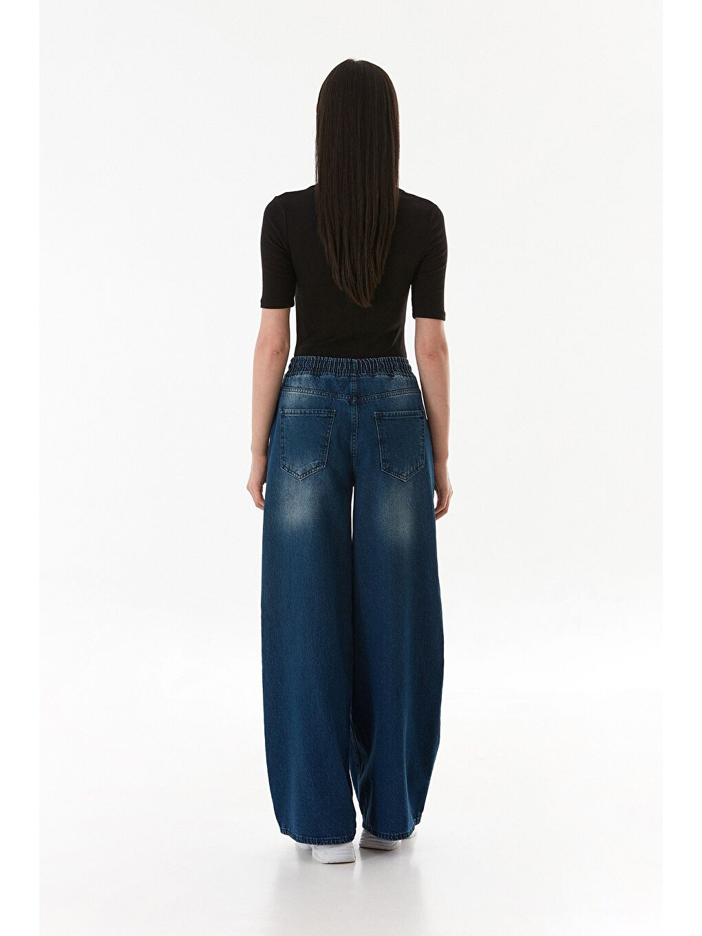 Siyah Basic Polo Yaka Çıtçıtlı Elastanlı Modal Body-3