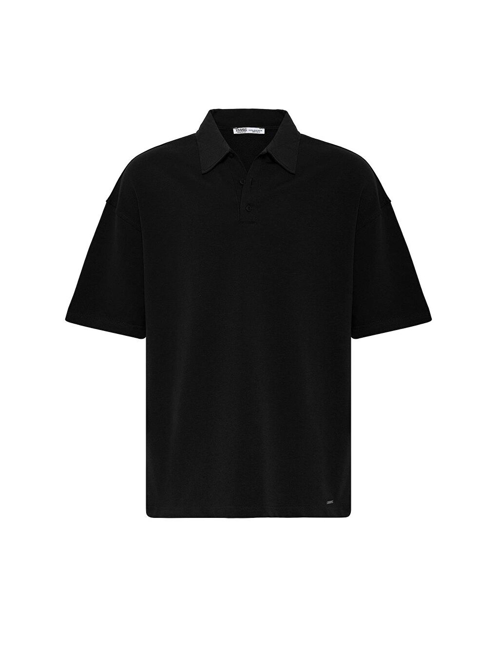 Basic Polo Yaka Oversize Tişört Siyah-1