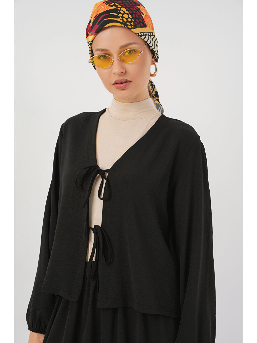 Kadın Ayrobin Kimono Etek İkili Takım 8047 - Siyah-1