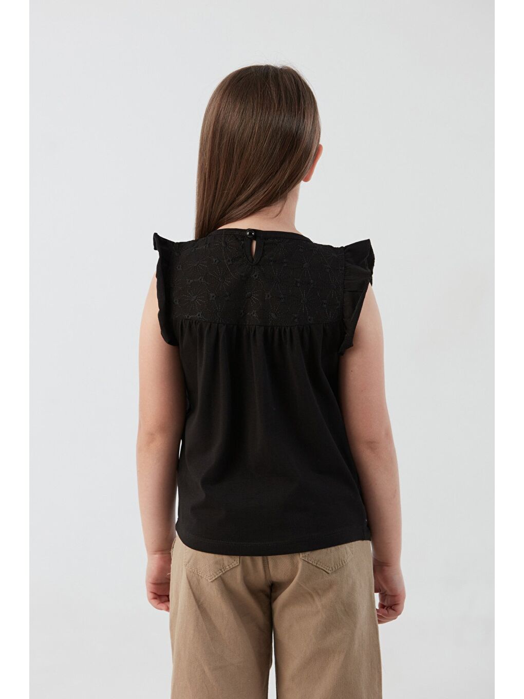 Siyah Dantel Detaylı Kız Çocuk Bluz-2