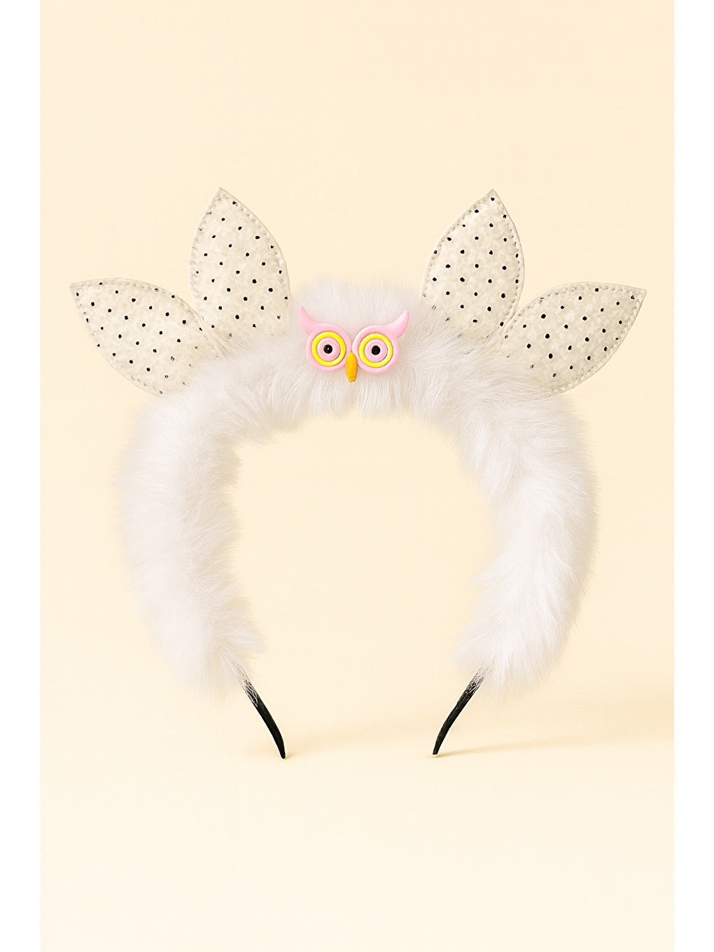 Çocuk Baykuş Aksesuarlı Taç Beyaz